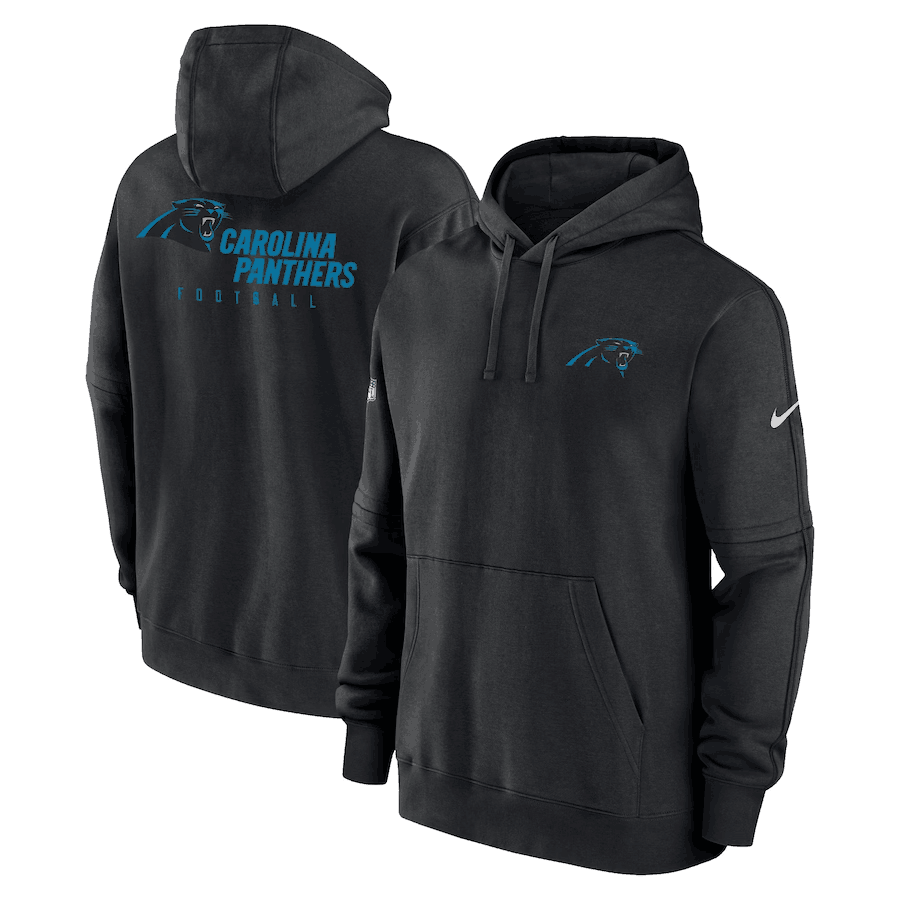 Men's Carolina Panthers Black Sideline Club Fleece Pullover Hoodie Men's Carolina Panthers Black Sideline Club Fleece Pullover Hoodie